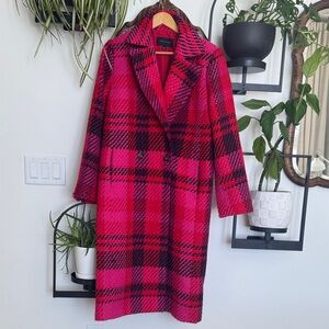 Ann Taylor Red and Black Plaid Coat